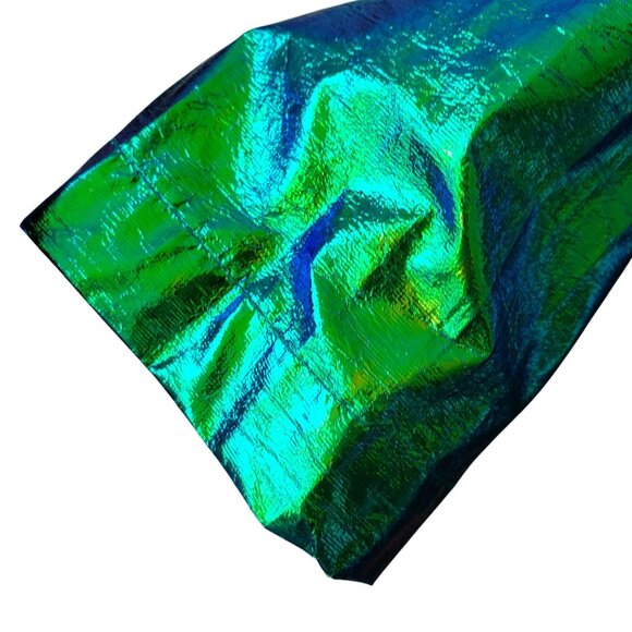 PrettyLittleThing Cobie Green Coachella Holographic Jacket Disco Carnival Shiny - Picture 10 of 12